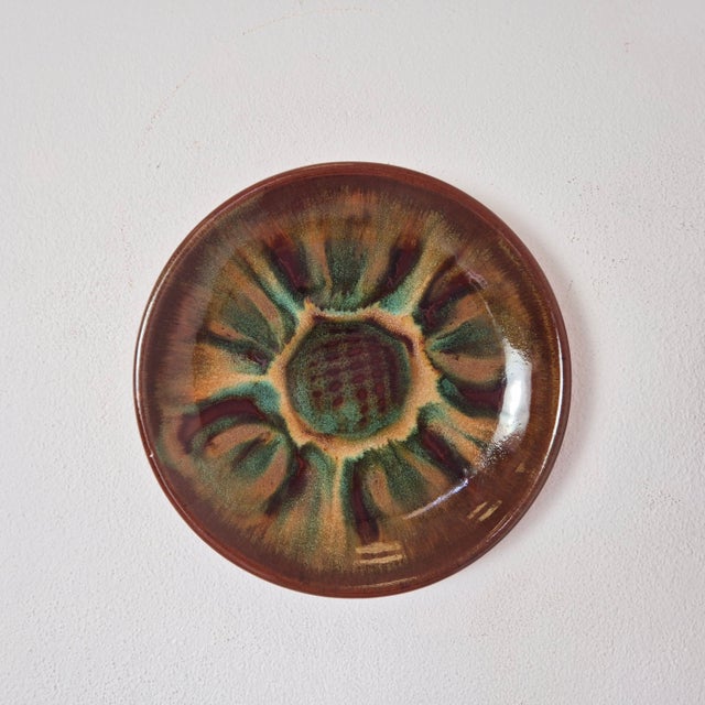 Brown Mid-Century Ceramic Wall Plate from Łysa Góra, Poland, 1960s For Sale - Image 8 of 8