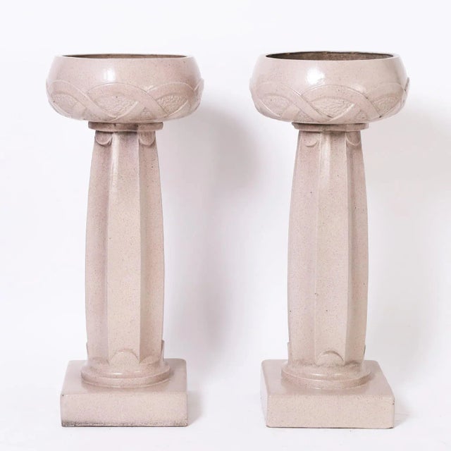 Archibald Knox Pair of Art Nouveau Glazed Terra Cotta Plant Stands For Sale - Image 10 of 10