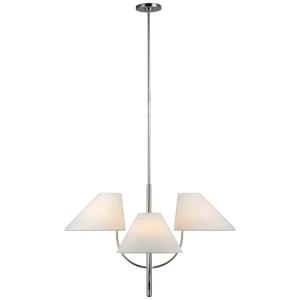 Kate Spade New York for Visual Comfort Signature Kinsley Large One-Tier Chandelier in Polished Nickel with Linen Shades