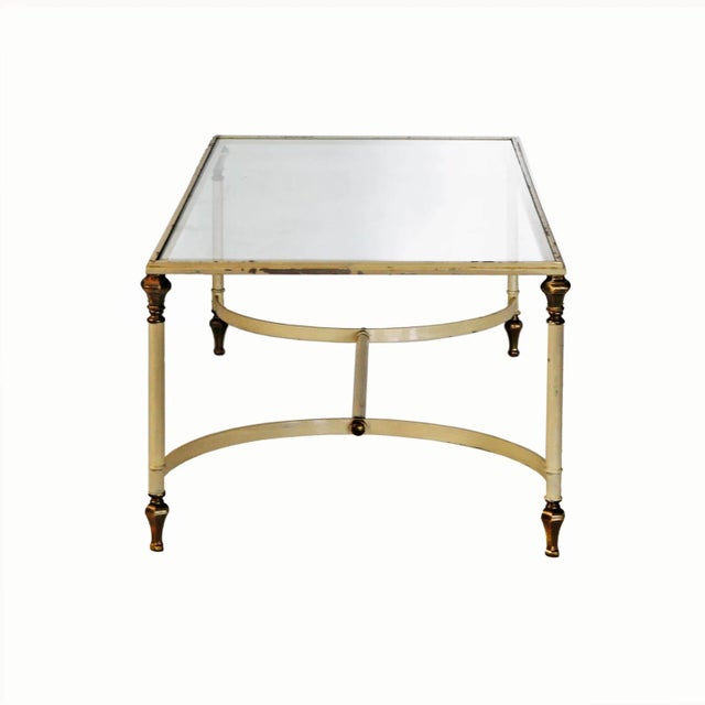 French Iron Coffee Table With Brass Detail For Sale - Image 3 of 7