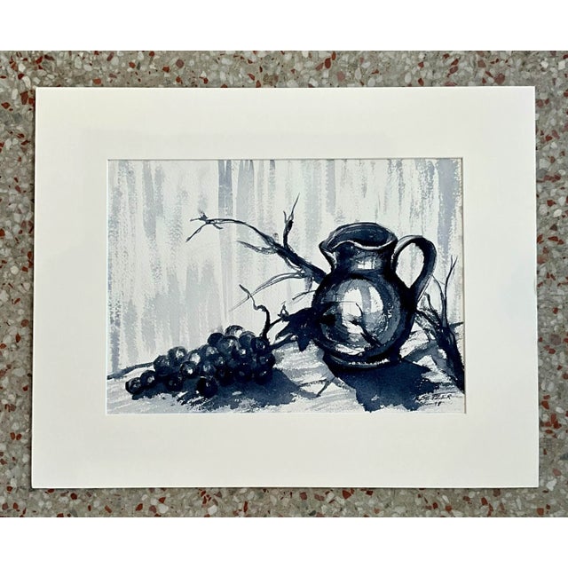 Boho Chic Late 20th Century Vintage Boho Still Life Watercolor For Sale - Image 3 of 5