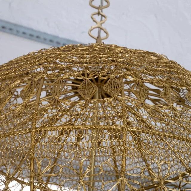 2010s Monumental Wrought Brass Wire Pendant For Sale - Image 5 of 9