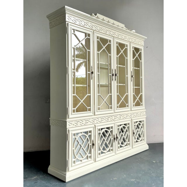 Vintage Regency Lacquered Chinoiserie Pagoda Breakfront | Chairish