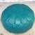 Animal Skin Moroccan Hand Made Teal Leather Pouf For Sale - Image 7 of 8