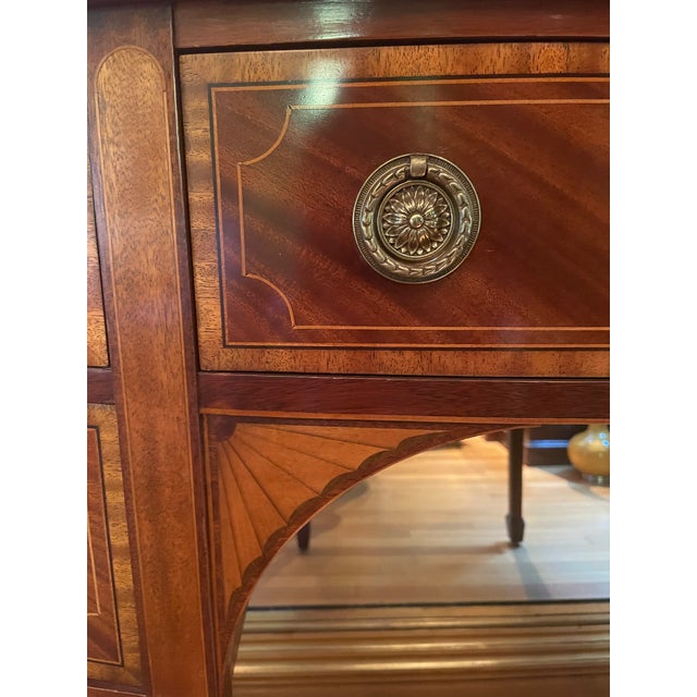 Wood 1990s Baker Historic Charleston Collection Bowfront Sideboard - Mahogany W Satinwood Inlay For Sale - Image 7 of 7