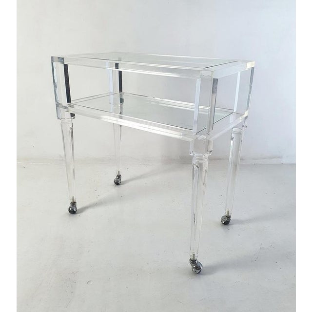 Vintage Italian Modern Acrylic Glass and Glass Bar Cart, 1980s For Sale - Image 6 of 10