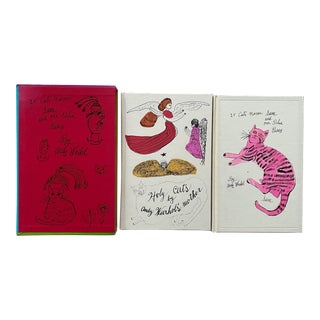 1988 Andy Warhol 1st Uk Edition "25 Cats Name Same and One Blue Pussy / Holy Cats by Andy Warhol's Mother" Books - Set of 2 For Sale