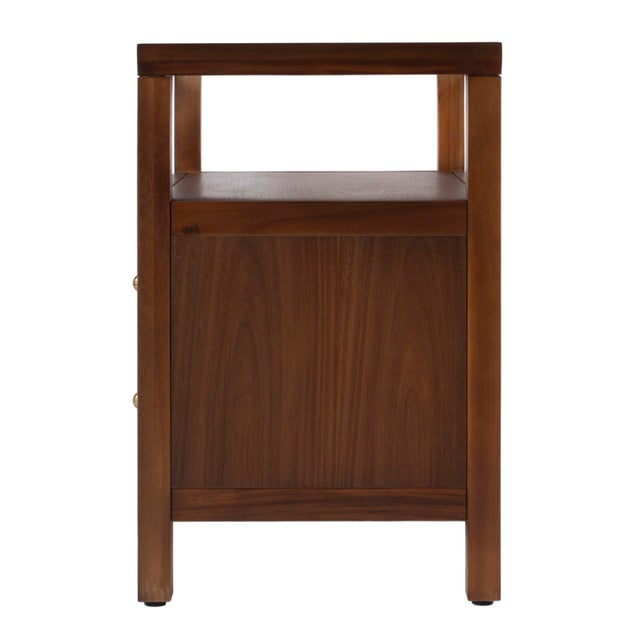 Wood Nora 28 in. W Rectangular 2 Drawer Wide Nightstand with Open Shelf, Walnut For Sale - Image 7 of 11