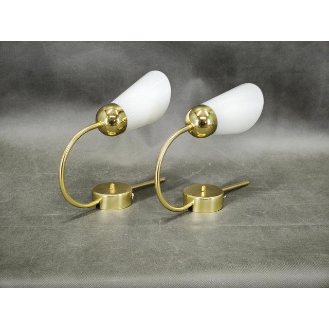 Brass Opaline Wall Lights by Kamenický Šenov, 1970s, Set of 2 For Sale - Image 3 of 13