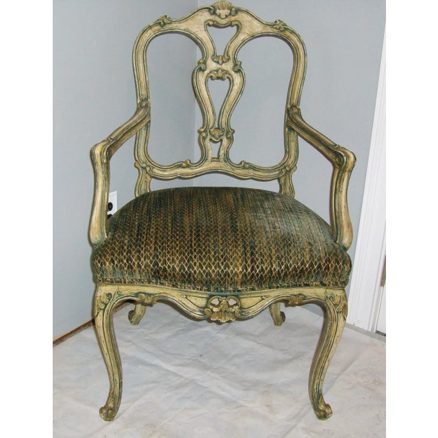 Navy Blue Country French Arm Chair For Sale - Image 8 of 8