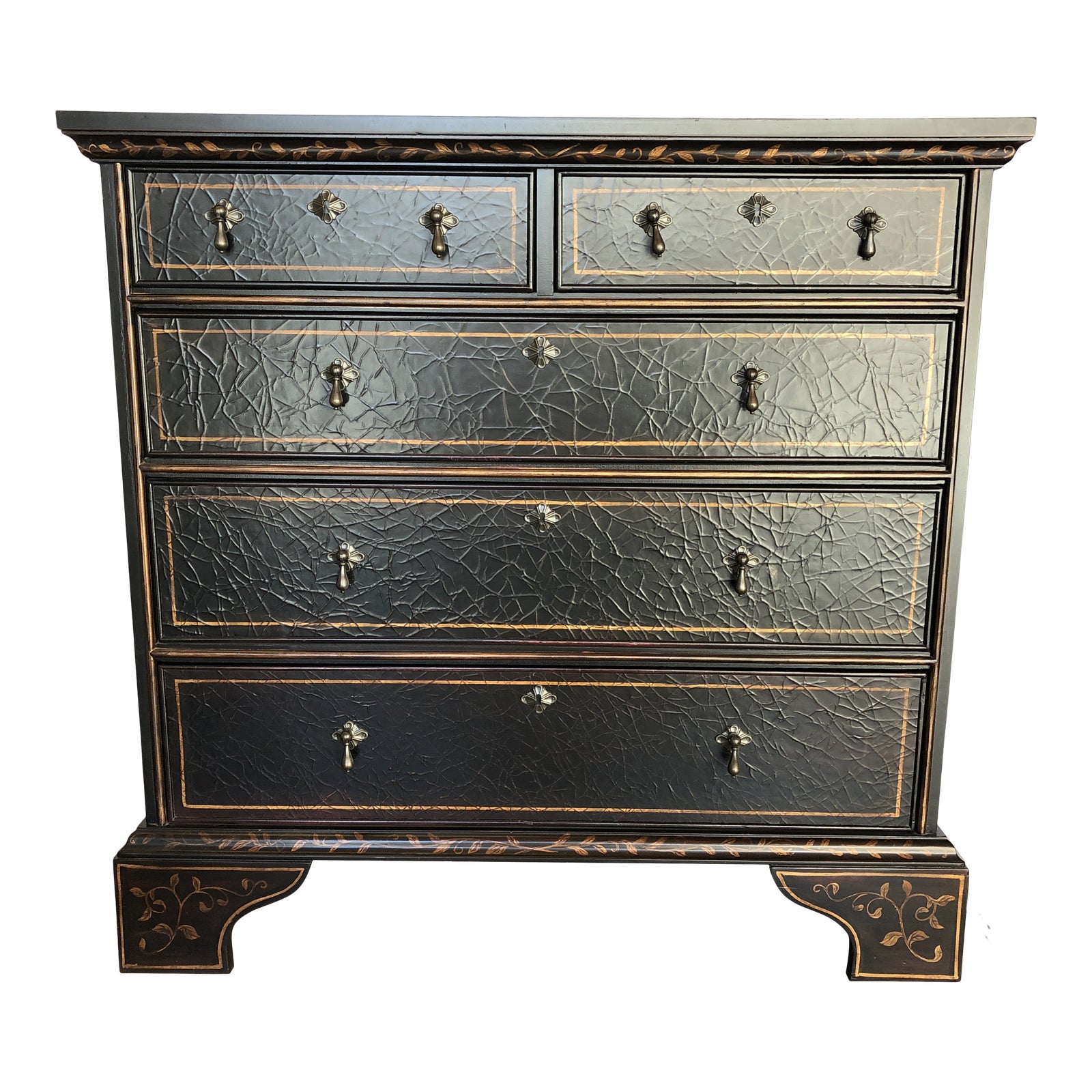 Baker Furniture Italian Style Black Crackle Finish Dresser Chairish