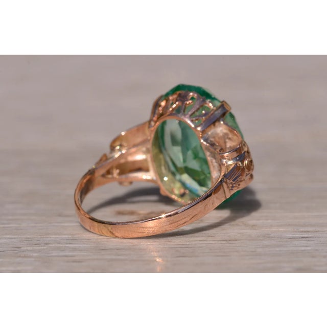 The Sea Foam: Antique Rose Gold Ring set with Lab Grown Spinel For Sale - Image 4 of 7