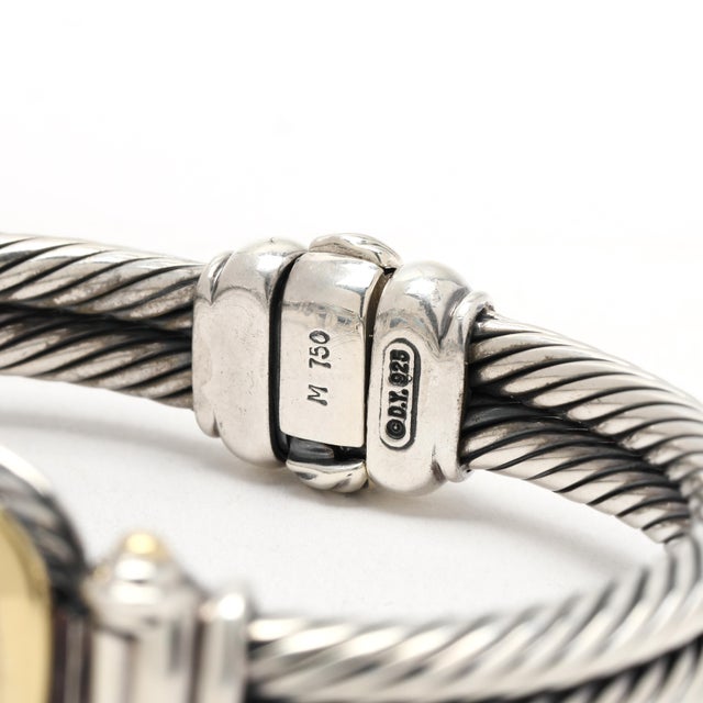 Early 21st Century David Yurman Large Blue Topaz Bangle Bracelet, Sterling Silver & 18k Yellow Gold For Sale - Image 5 of 5