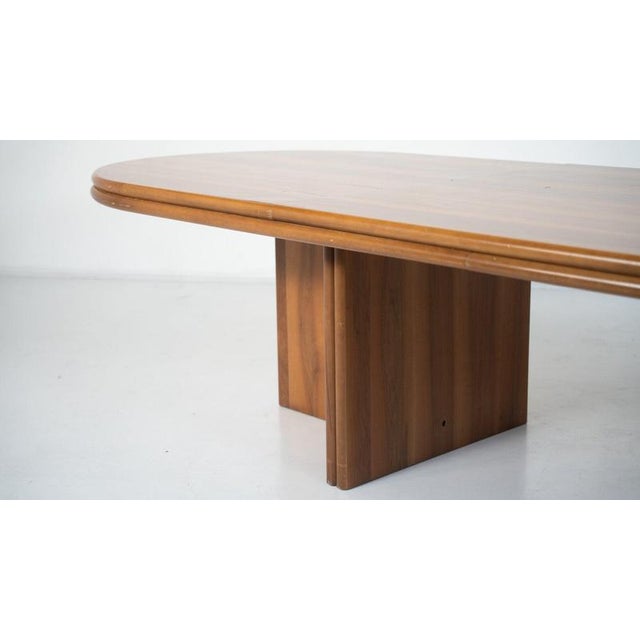 Large Mid-Century Modern Dinning Table in Wood, Italy, 1970s For Sale - Image 4 of 12