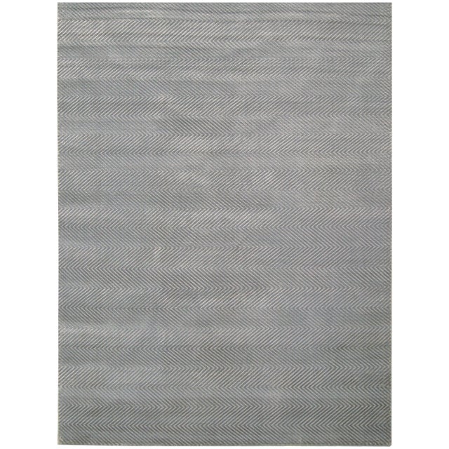 Wyllis Hand loom Viscose Blue/Aqua Rug-12'x15' For Sale