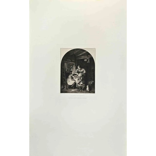 Edwards Davis, Le Repas Des Enfants, Etching, 1870s For Sale
