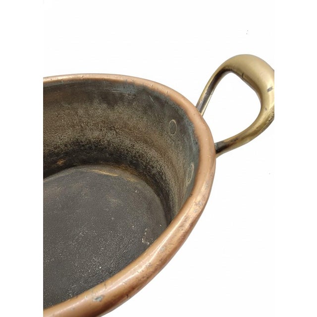 Antique Hand-Wrought Copper Stock Pot W/ Brass Handles — French, C. 1900 For Sale - Image 10 of 10