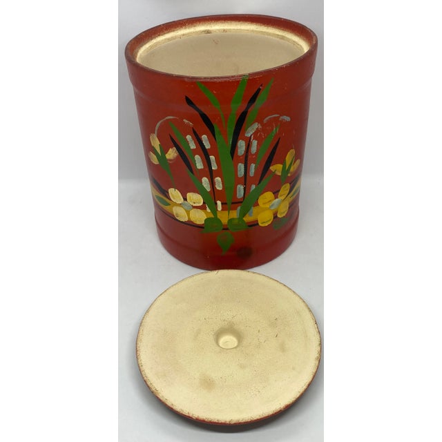 1940’s Hand Painted Stoneware Cookie Jar For Sale - Image 10 of 13