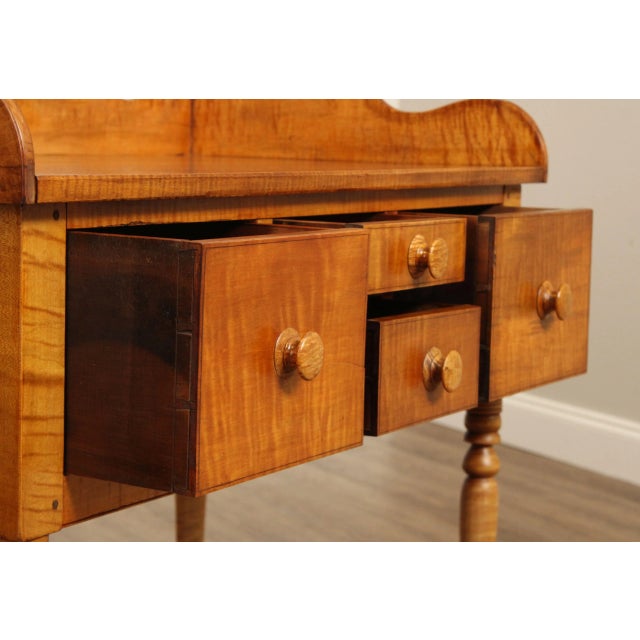 J. Courtney Custom Crafted Tiger Maple Sheraton Style Server For Sale - Image 4 of 12