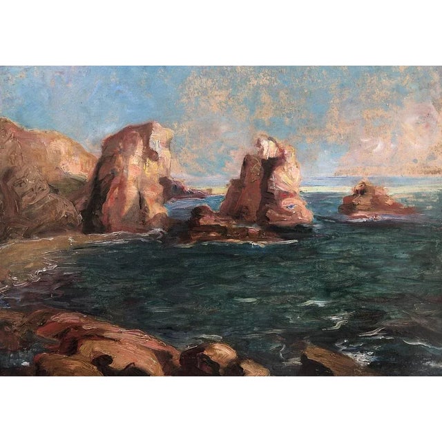 Rocky Landscape, 1890s, Oil & Cardboard For Sale - Image 6 of 6