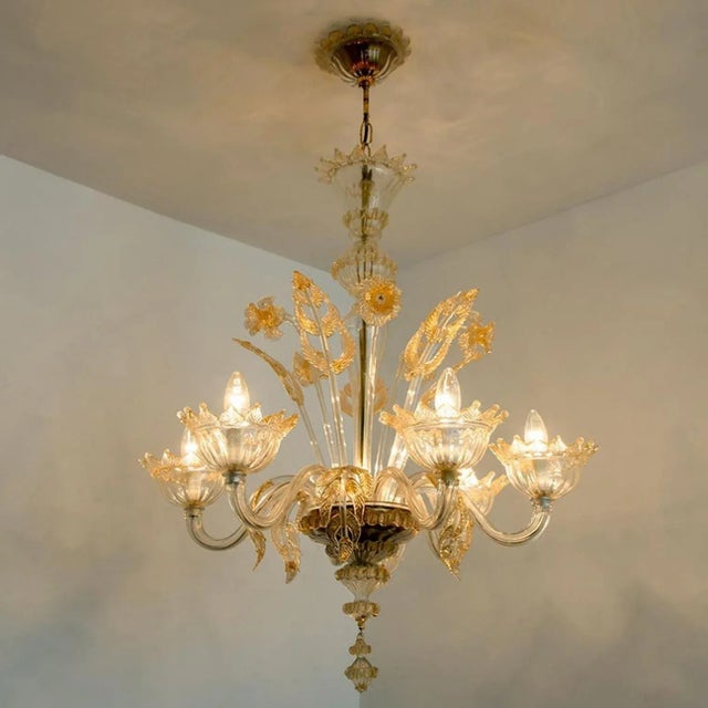 1960s Large Venetian Chandelier in Gilded Murano Glass from Barovier, 1950s For Sale - Image 5 of 18