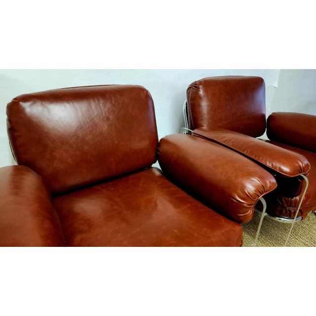 Metal 1970s Pace International Argenta Leather & Lucite Chairs, Unmarked - a Pair For Sale - Image 7 of 12