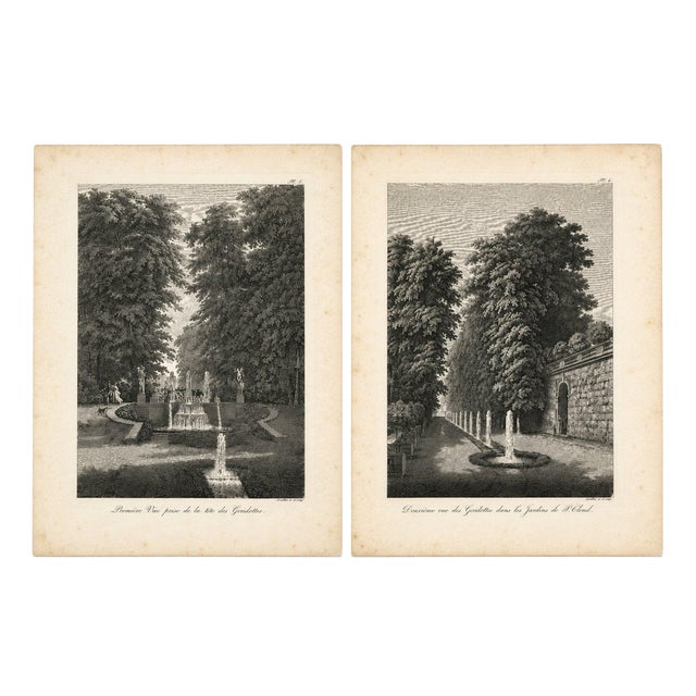 Louis-Pierre Baltard, Saint-Cloud Garden Fountain, 1803, Engravings, Set of 2 For Sale