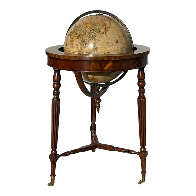 Vintage Maitlan-Smith Replogle 'World Classic Series' 16" Globe on Stand With Brass Caster Wheels For Sale