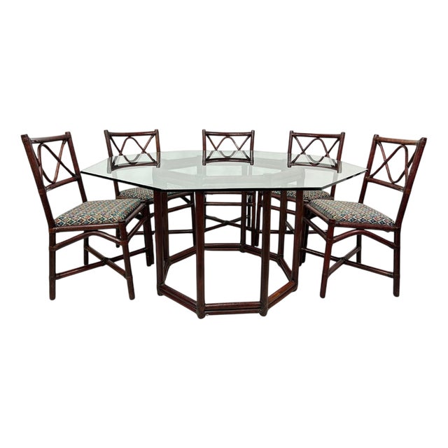 Mid-Century Modern Dining Table and Chairs attributed to Gervasoni, 1970s, Set of 6 For Sale