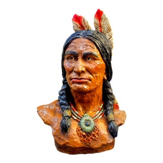 Native American Chief Bust by v. Kendrick #184 Universal Statuary Corp. 1972 Chicago For Sale