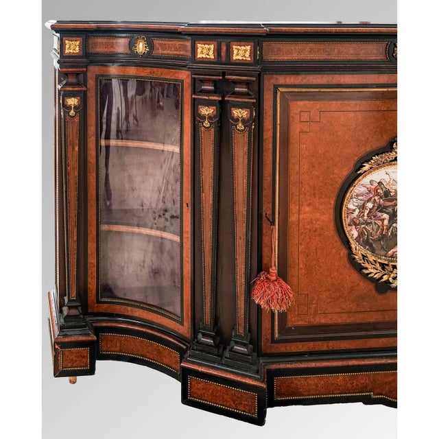 Wood Superb Quality Antique French Walnut and Ebony Credenza, Server For Sale - Image 7 of 7