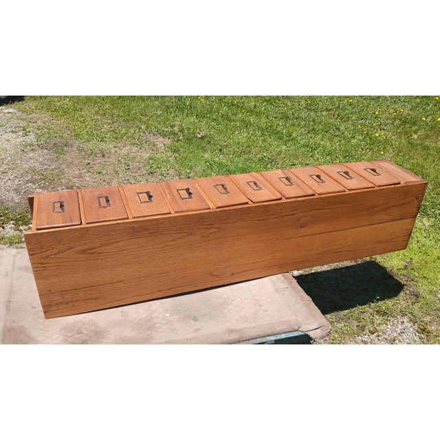 Wood Antique Oak 10 Drawer File or Storage Cabinet 1920s For Sale - Image 7 of 17