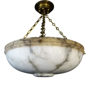 Large Vintage Pendant Chandelier in Alabaster, 1930s