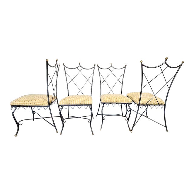 Vintage Royere Style Iron Garden Chairs, 4 Pieces For Sale
