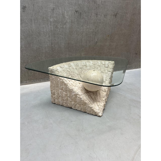 Vintage Magnussen Ponte Coffee Table – Travertine & Mactan Stone – 1980s Postmodern Design Vintage 1980s coffee table by...