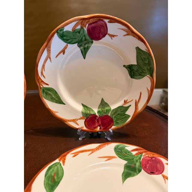 Mid-Century Modern 1980s Franciscan Apple Salad Plate England Backstamp Hand Painted 7 7/8" - Set of 4 For Sale - Image 3 of 7