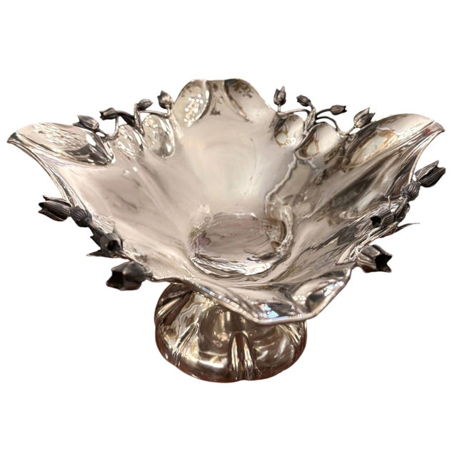 Pair of Damar 925 Sterling Silver Floral Centerpiece Bowls, 20th Century. For Sale - Image 4 of 8