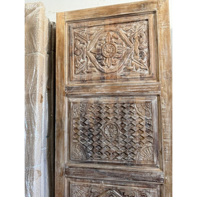 Antique Carved Wood Statement Entry Door – Hinged or Sliding Barn Door 80x36 For Sale In Orlando - Image 6 of 7