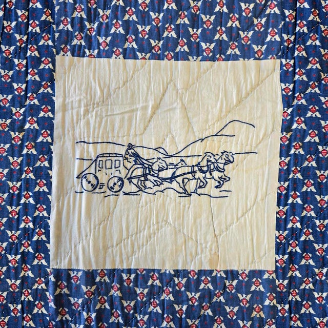 Hand-Embroidered 1950s Patriotic Quilt For Sale - Image 13 of 18
