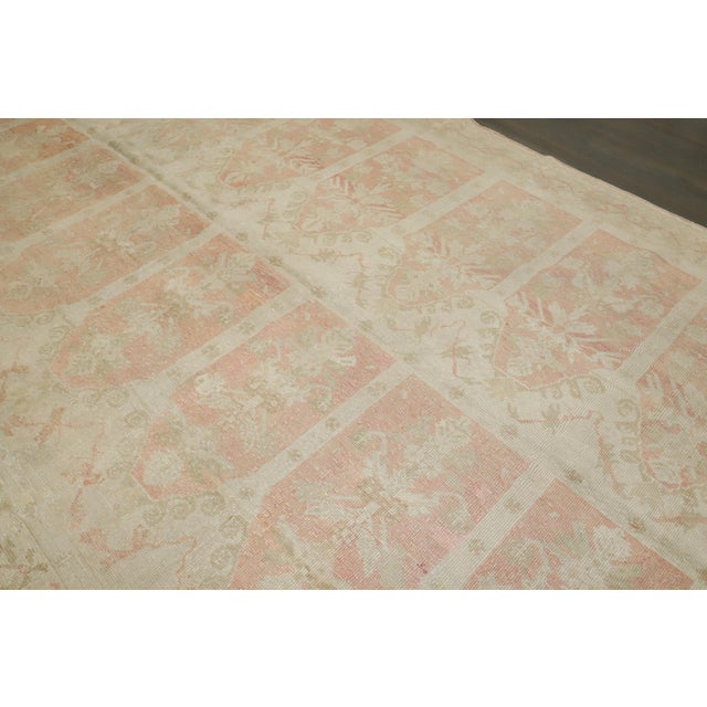 Cream Antique Zabihi Collection Turkish Ghiordes Soft Pink Gallery Corridor Rug For Sale - Image 8 of 12