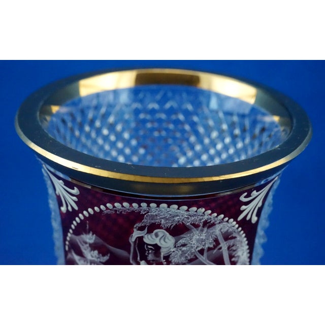 Cut Crystal Goblet Vase with Glass Paste Lady attributed to Val Saint Lambert, Belgium, 19th Century For Sale - Image 9 of 18