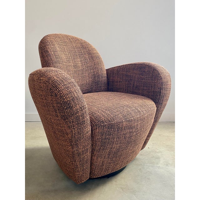 Peach Pair of Michael Wolk "Miami" Postmodern Striped Swivel Chairs For Sale - Image 8 of 15