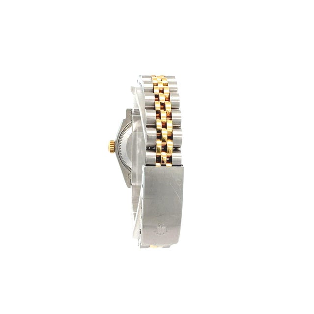 Metal Mid 20th Century Rolex Datejust 69173 Vintage 2 Tone 26mm Fluted Jubilee Watch For Sale - Image 7 of 10
