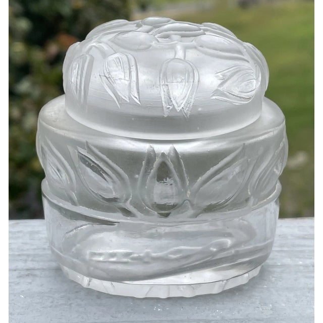 Rare Antique Art Deco 1920s Rene Lalique French Art Glass Jar Jaytho Perfumery For Sale - Image 12 of 13