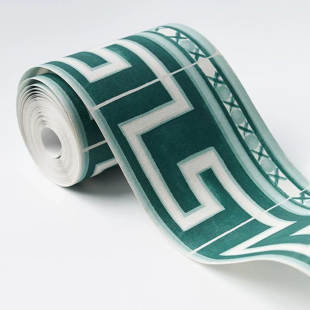 Schumacher Sample - Schumacher X Mary McDonald Azulejos Border in Emerald For Sale - Image 4 of 6