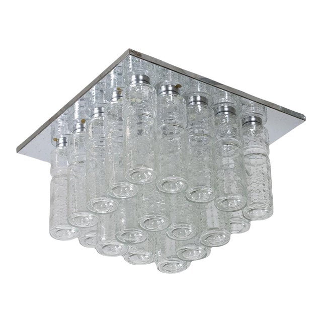 Molded Glass Cylinder Flush Mount by Doria For Sale