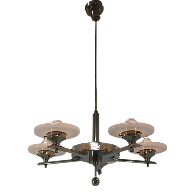 Functionalist Chrome-Plated Chandelier, 1930s For Sale