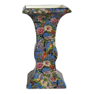 Antique Crown Ducal Blue Chintz Vase, Made in England For Sale