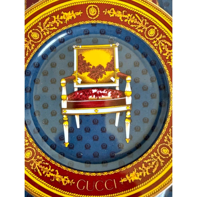 Vintage 1980s Gucci Porcellana Neoclassical Chair Decorative Plate For Sale - Image 11 of 13