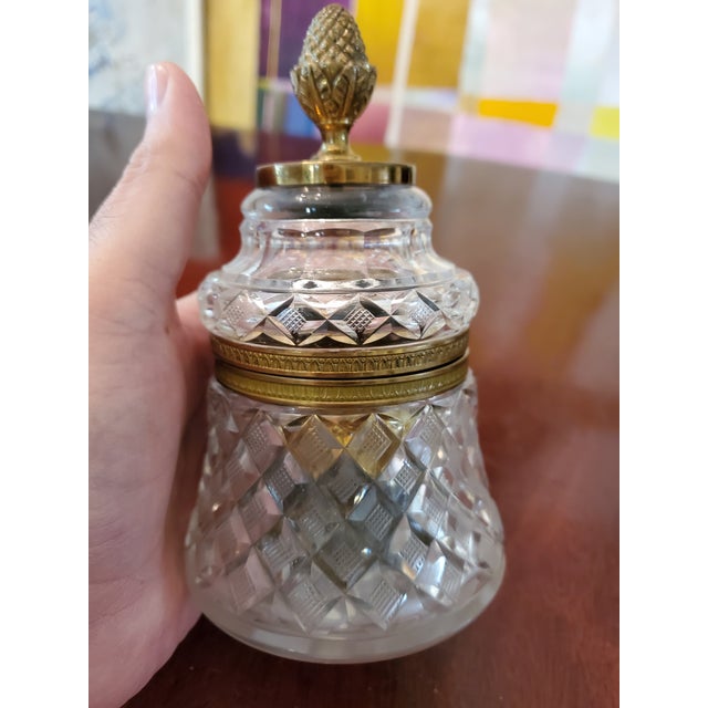 Art Nouveau Vintage Baccarat Style Bell Shape Crystal Bronze Jewel Box For Sale - Image 3 of 9